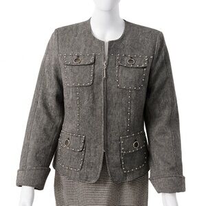 Mischa Vintage Studded Tweed Jacket – Wool Blend – S/M